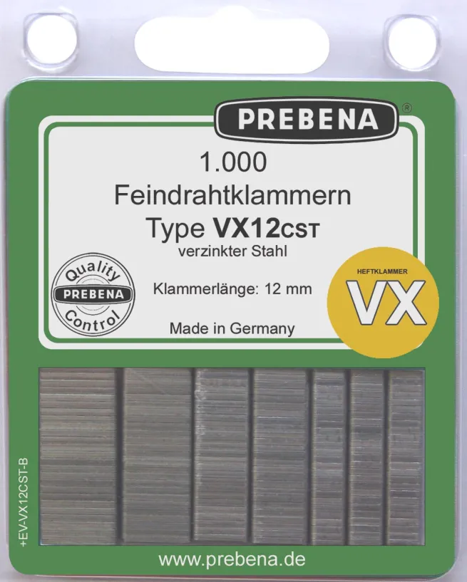 Prebena Heftklammern im Blister VX12CST-B verzinkter Stahl