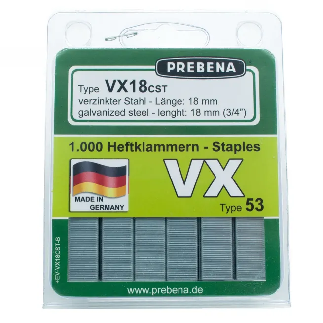 Prebena Heftklammern im Blister VX18CST-B verzinkter Stahl