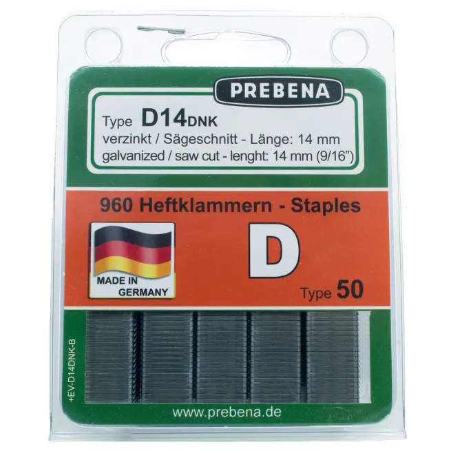 Prebena Heftklammern im Blister D14DNK-B verzinkt mit D-Spitze