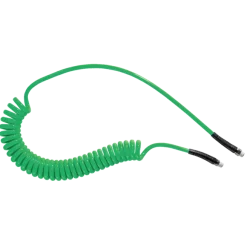 Prevost Polyurethan Spiralschläuche 6,5 x 10 mm - 4 m mit festem Gewindeanschluss und drehbarem Gewindeansch, Grün