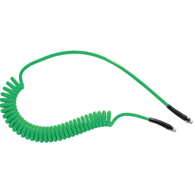 Prevost Polyurethan Spiralschläuche 6,5 x 10 mm - 4 m mit festem Gewindeanschluss und drehbarem Gewindeansch, Grün