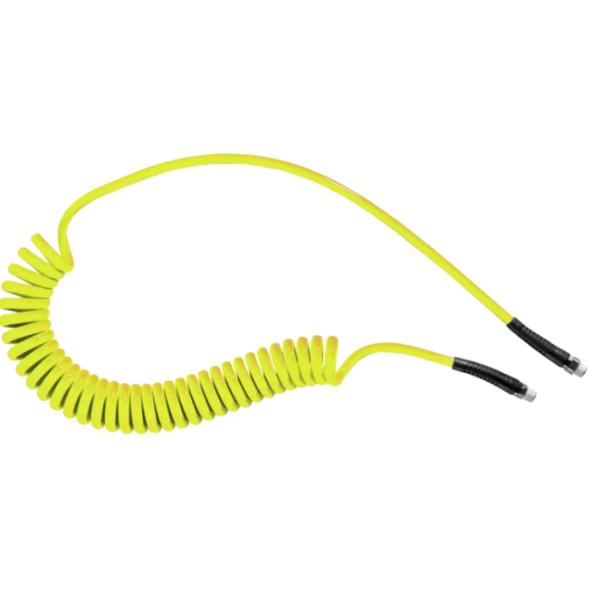 Prevost Polyurethan Spiralschläuche 6,5 x 10 mm - 6 m mit festem Gewindeanschluss und drehbarem Gewindeansch, Gelb
