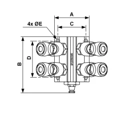 PREVOST-ROHRLEITUNGSDOSE mit Innengewinde - Kupplungund Ablass - European Profile - Durchgang 7,4 mm