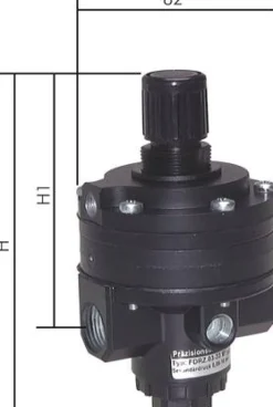 Präzisionsdruckregler (Volumenbooster) G 1/2", mit Justageknopf zur Offseteinstellung bis +1 bar