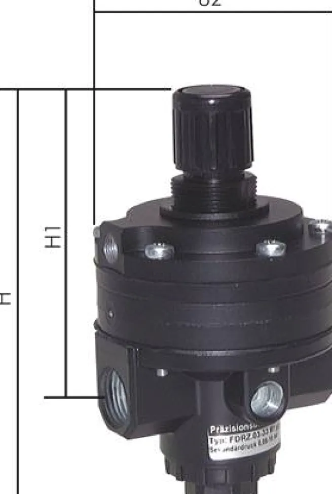 Präzisionsdruckregler (Volumenbooster) G 1/2", mit Justageknopf zur Offseteinstellung bis +1 bar