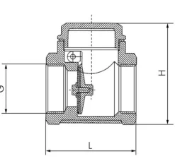 Rückschlagklappe G 1", PN 12, Messing, metallisch dichtend