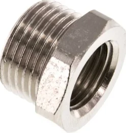 Reduziernippel G 3/8"(AG)-G 1/4"(IG), Messing vernickelt