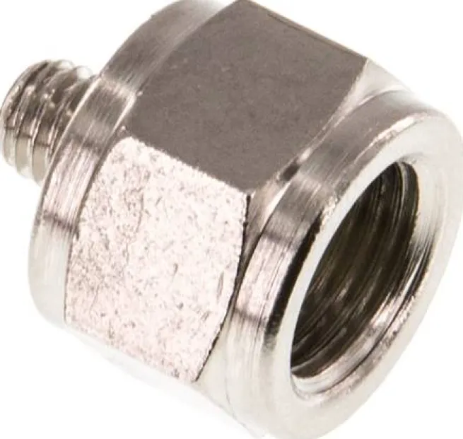 Reduziernippel M 5(AG)-G 1/8"(IG), Messing vernickelt