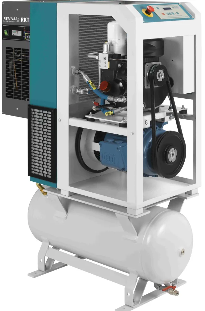 RENNER-Kompressor RSDKF-PRO 5,5 90L Behälter inkl. Kältetrockner - frequenzgeregelte Schraube