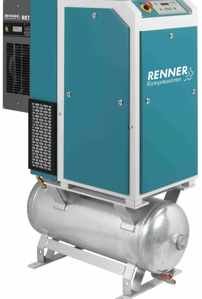 RENNER-Kompressor RSDKF-PRO 5,5 90L Behälter inkl. Kältetrockner - frequenzgeregelte Schraube
