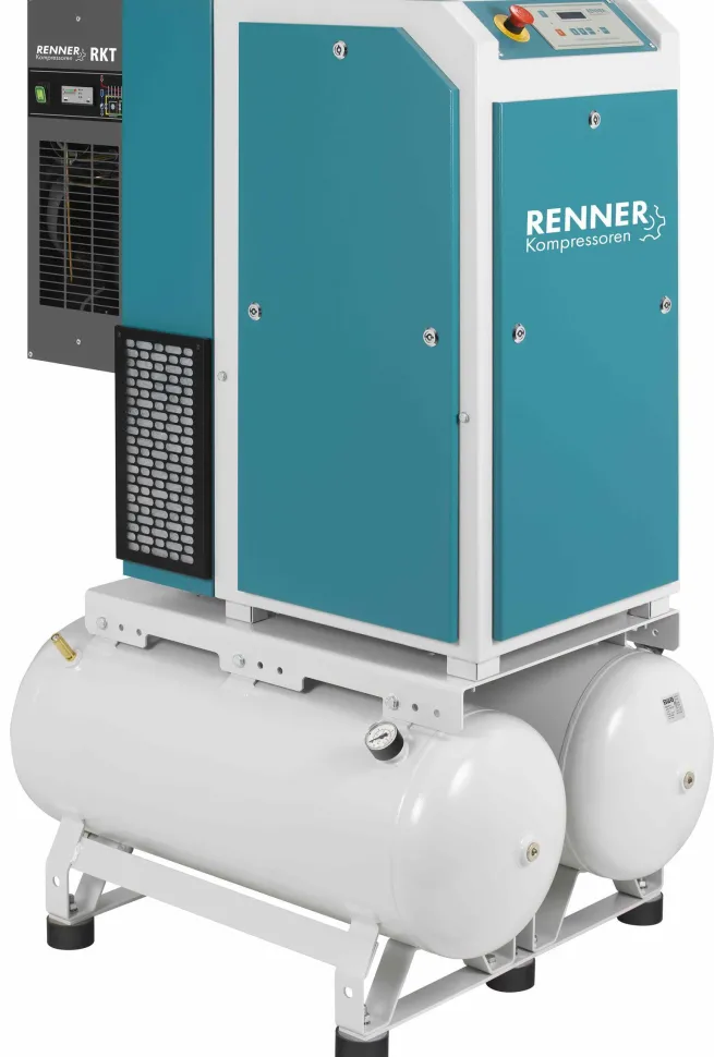 RENNER-Kompressor RSDKF-PRO 5,5 2x90L Behälter inkl. Kältetrockner - frequenzgeregelte Schraube