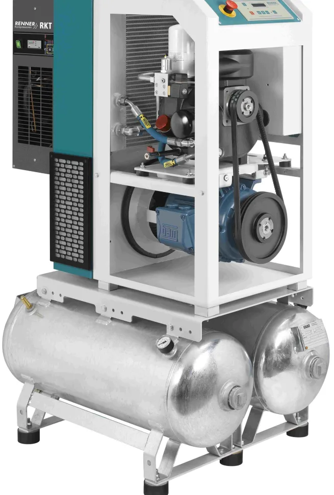 RENNER-Kompressor RSDKF-PRO 7,5 2x90L Behälter inkl. Kältetrockner - frequenzgeregelte Schraube