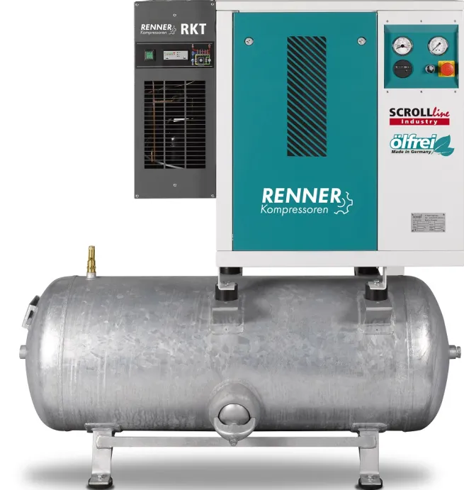 RENNER-Scrollkompressor Industry SLDK-NEO 4,5 I 10 bar auf 250L Behälter mit Kältetrockner-Ölfrei