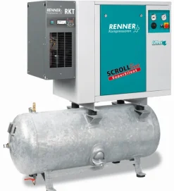 RENNER-Scrollkompressor SuperSilent SLDK-NEO 4,5 S 10 bar auf 250L Behälter mit Kältetrockner-Ölfrei