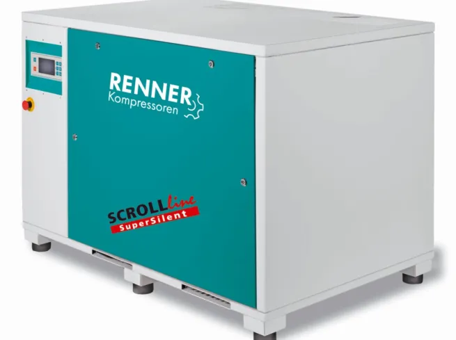 RENNER-Scrollkompressor SuperSilent SLKM-S 13,5 10 bar als Mehrfachanlage mit Kältetrockner-Ölfrei