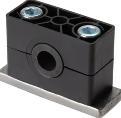 Rohrschelle (Elastomereinsatz) 30mm, Baugröße 3, schwere Baureihe, mit Anschweißplatte