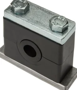 Rohrschelle (Elastomereinsatz) 32mm, Baugröße 3, schwere Baureihe, mit Anschweißplatte & Deckplatte