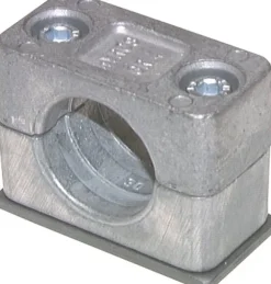 Rohrschelle, 40mm, Baugröße 5, leichte Baureihe, mit Anschweißplatte, Aluminium