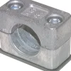 Rohrschelle, 54mm, Baugröße 6, leichte Baureihe, mit Anschweißplatte, Aluminium