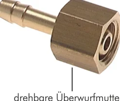 Schlauchtülle, mit Mutter G 1/4"-9 (3/8")mm, Messing