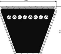 Schmalkeilriemen, DIN 7753/1, SPC 22x18, Ld=9.000mm