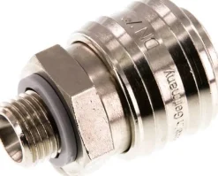 Schnellkupplung (NW7,2) G 1/4"(AG), Messing vernickelt, für Stecker beidseitig absperrend