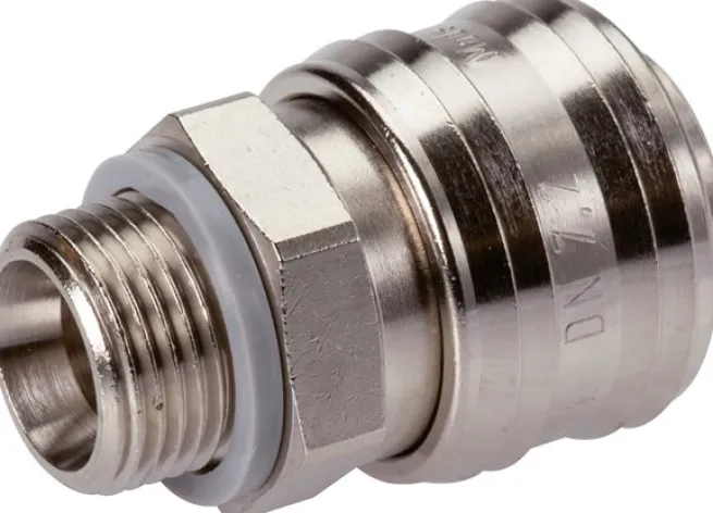 Schnellkupplung (NW7,2) G 1/2"(AG), Messing vernickelt, für Stecker beidseitig absperrend