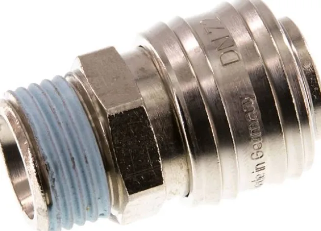 Schnellkupplung (NW7,2) G 1/2"(AG), Messing vernickelt, für Stecker beidseitig absperrend