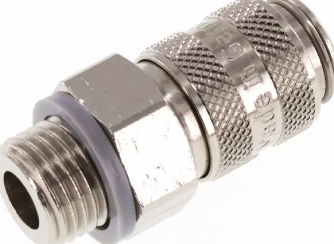 Schnellkupplung (NW5) G 1/4"(AG), Messing vernickelt, für Stecker beidseitig absperrend