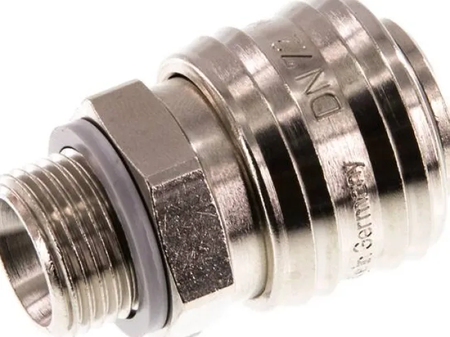 Schnellkupplung (NW7,2) G 3/8"(AG), Messing vernickelt, für Stecker beidseitig absperrend