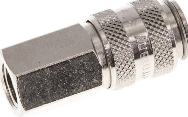 Schnellkupplung (NW5) G 1/8"(IG), Messing vernickelt, für Stecker beidseitig absperrend