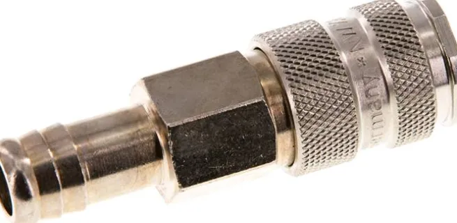 Schnellkupplung (NW7,2) 13 (1/2")mm Schlauch, Stahl gehärtet, vernickelt / Messing