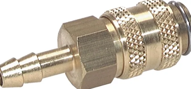 Schnellkupplung (NW5) 6 (1/4")mm Schlauch, Messing, für Stecker beidseitig absperrend