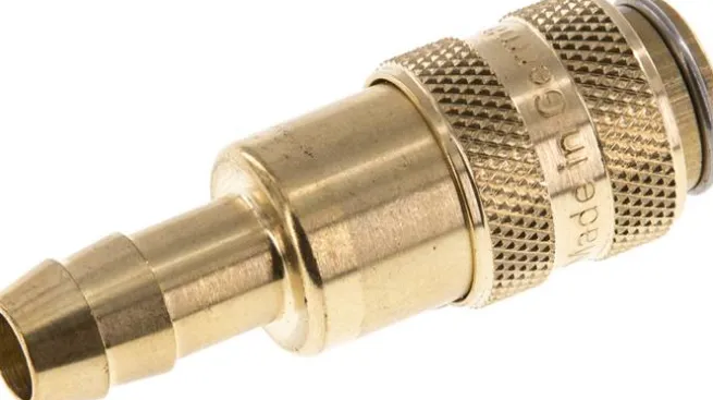 Schnellkupplung (NW5) 8 (5/16")mm Schlauch, Messing, für Stecker beidseitig absperrend