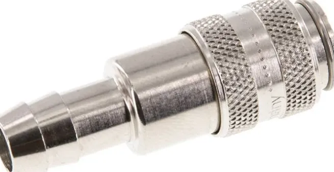 Schnellkupplung (NW5) 9 (3/8")mm Schlauch, Messing vernickelt, für Stecker beidseitig absperrend