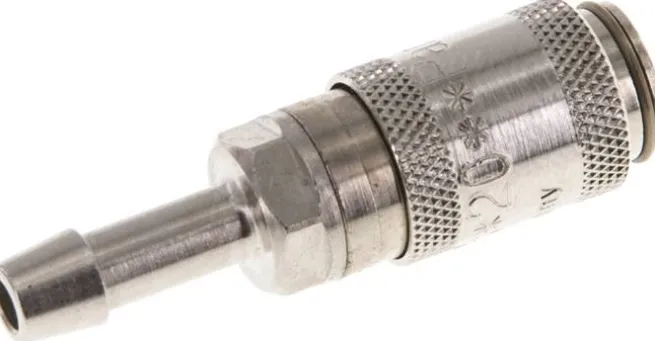 Schnellkupplung (NW2,7) 4mm Schlauch, Messing vernickelt, für Stecker beidseitig absperrend