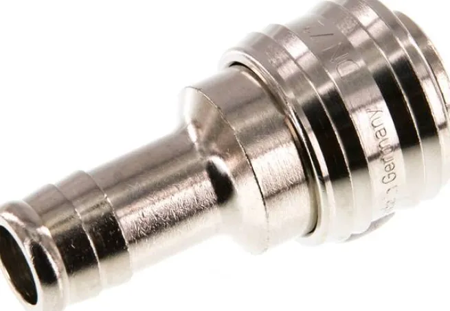 Schnellkupplung (NW7,2) 13 (1/2")mm Schlauch, Messing vernickelt, für Stecker beidseitig absperrend