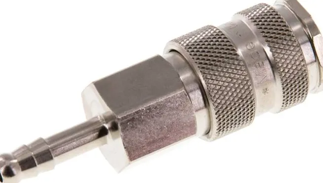 Schnellkupplung (NW7,2) 6 (1/4")mm Schlauch, Stahl gehärtet, vernickelt / Messing