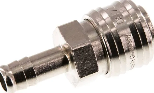 Schnellkupplung (NW7,2) 10mm Schlauch, Messing vernickelt, für Stecker beidseitig absperrend