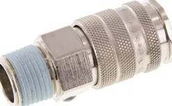 Schnellkupplung (NW10) R 1/2"(AG), Messing vernickelt, für Stecker beidseitig absperrend