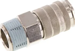 Schnellkupplung (NW10) R 3/4"(AG), Messing vernickelt, für Stecker beidseitig absperrend