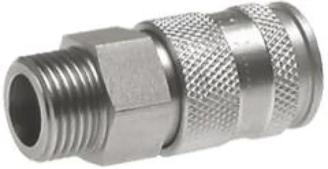 Schnellkupplung (NW10) R 3/4"(AG), Messing vernickelt, für Stecker beidseitig absperrend