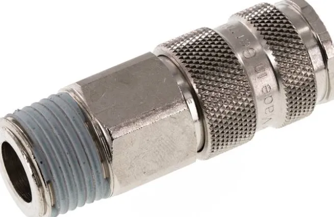 Schnellkupplung (NW7,2) R 1/2"(AG), Stahl gehärtet, vernickelt / Messing vernickel