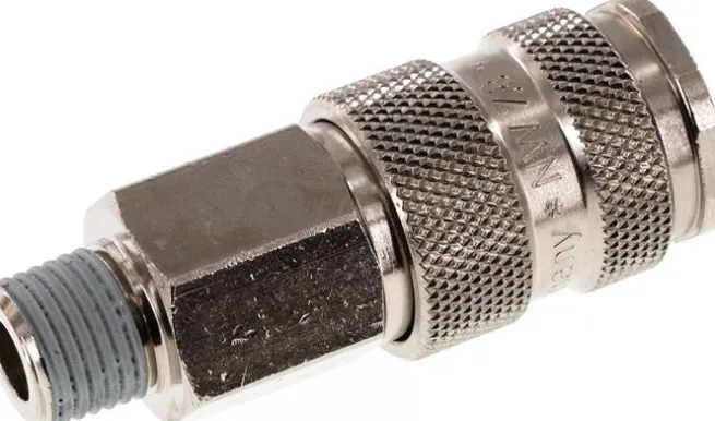 Schnellkupplung (NW7,2) R 1/4"(AG), Stahl gehärtet, vernickelt / Messing vernickel