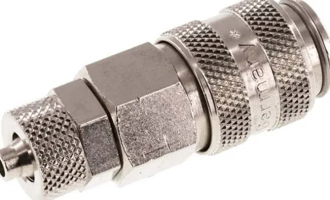 Schnellkupplung (NW5) 6x4mm Schlauch, Messing vernickelt