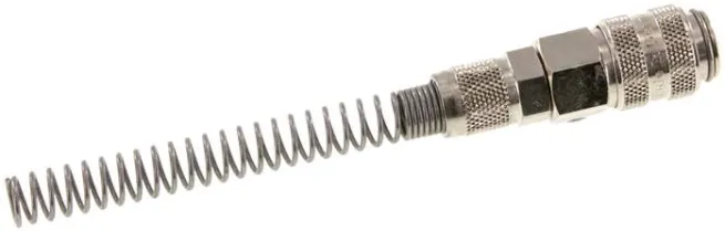 Schnellkupplung (NW5) 6x4mm Schlauch m. Knickschutz, Messing vernickelt