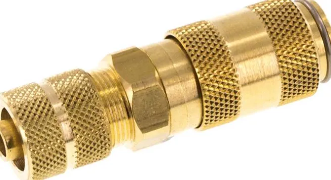 Schnellkupplung (NW2,7) 6x4mm Schlauch, Messing, für Stecker beidseitig absperrend