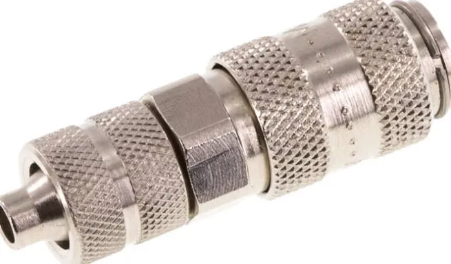 Schnellkupplung (NW2,7) 6x4mm Schlauch, Messing vernickelt