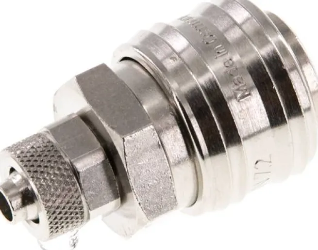 Schnellkupplung (NW7,2) 8x6mm Schlauch, Messing vernickelt