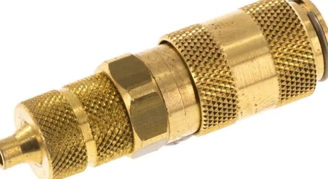 Schnellkupplung (NW2,7) 4,3x3mm Schlauch, Messing, für Stecker beidseitig absperrend